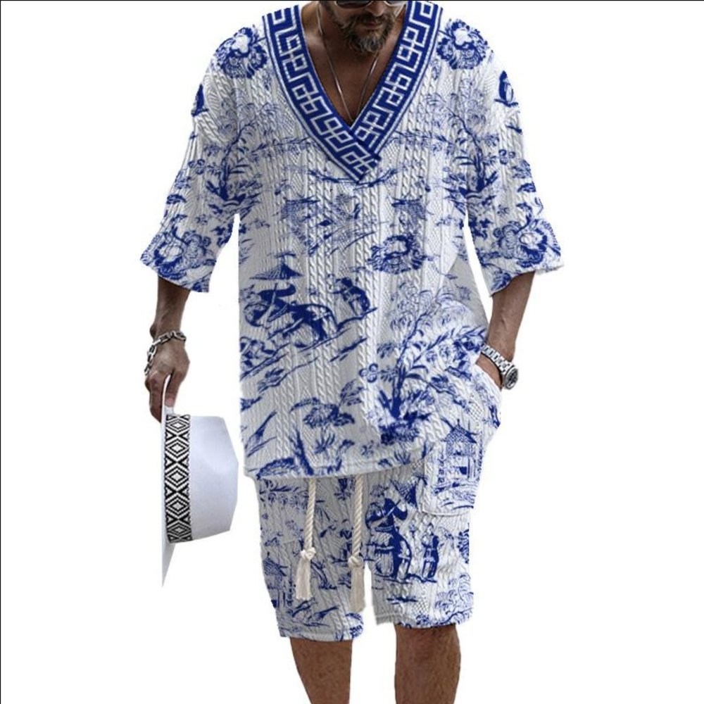 MENALVIN ART CASUAL PRINT SHORTS SET
